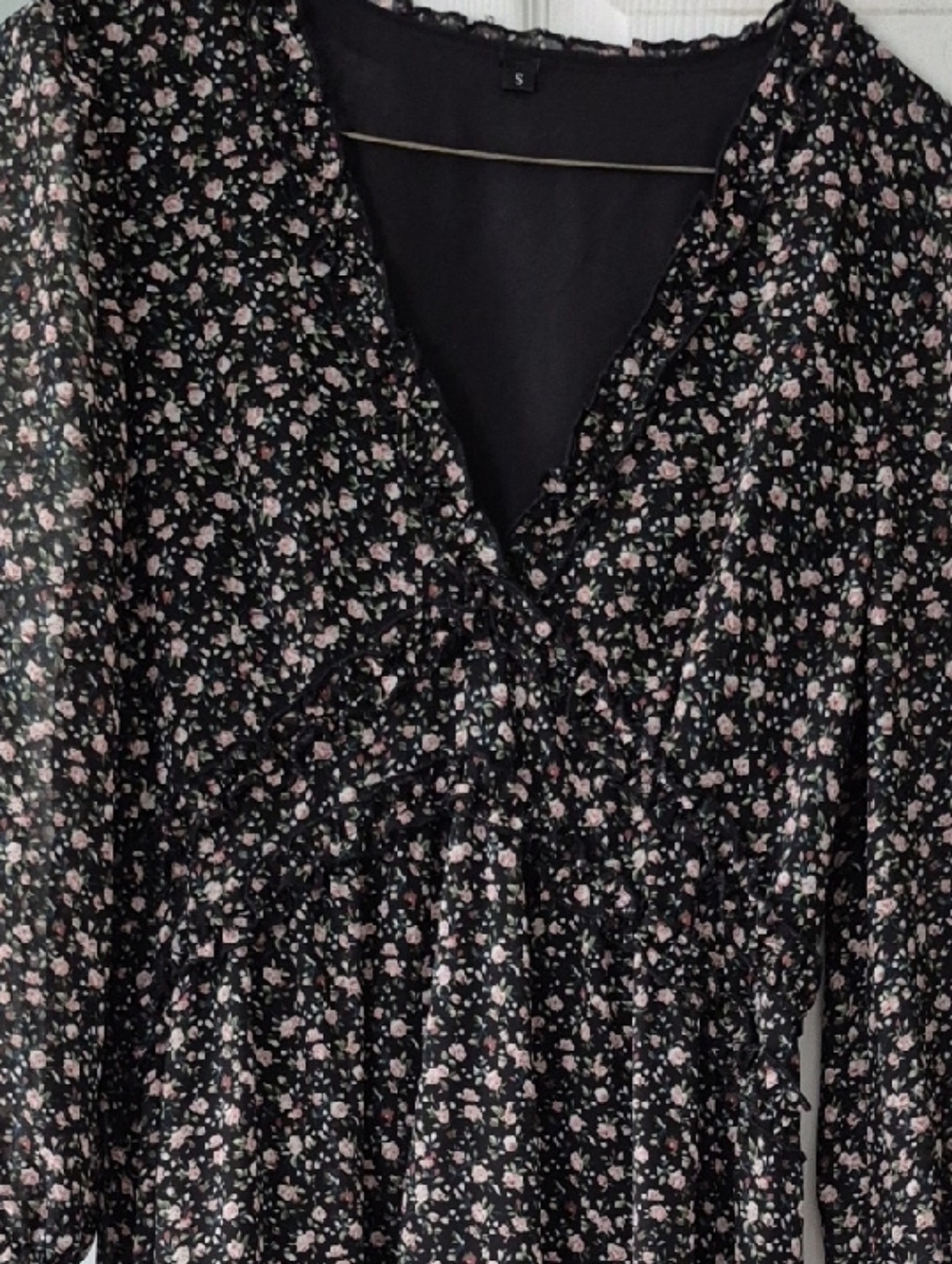 SHEIN Black Maxi Dress with Pink Floral Print